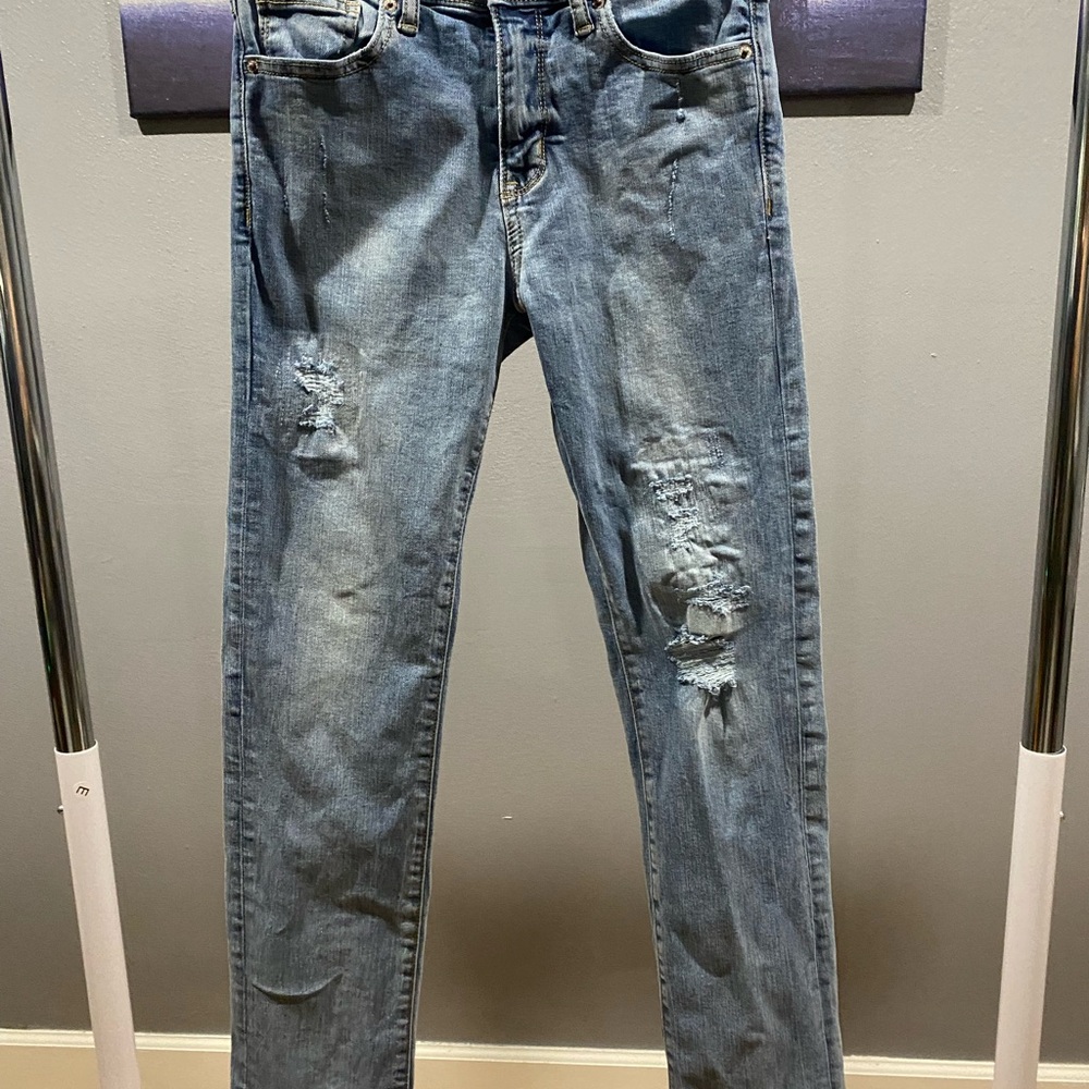 Boys Distressed Blue Jeans karate slim